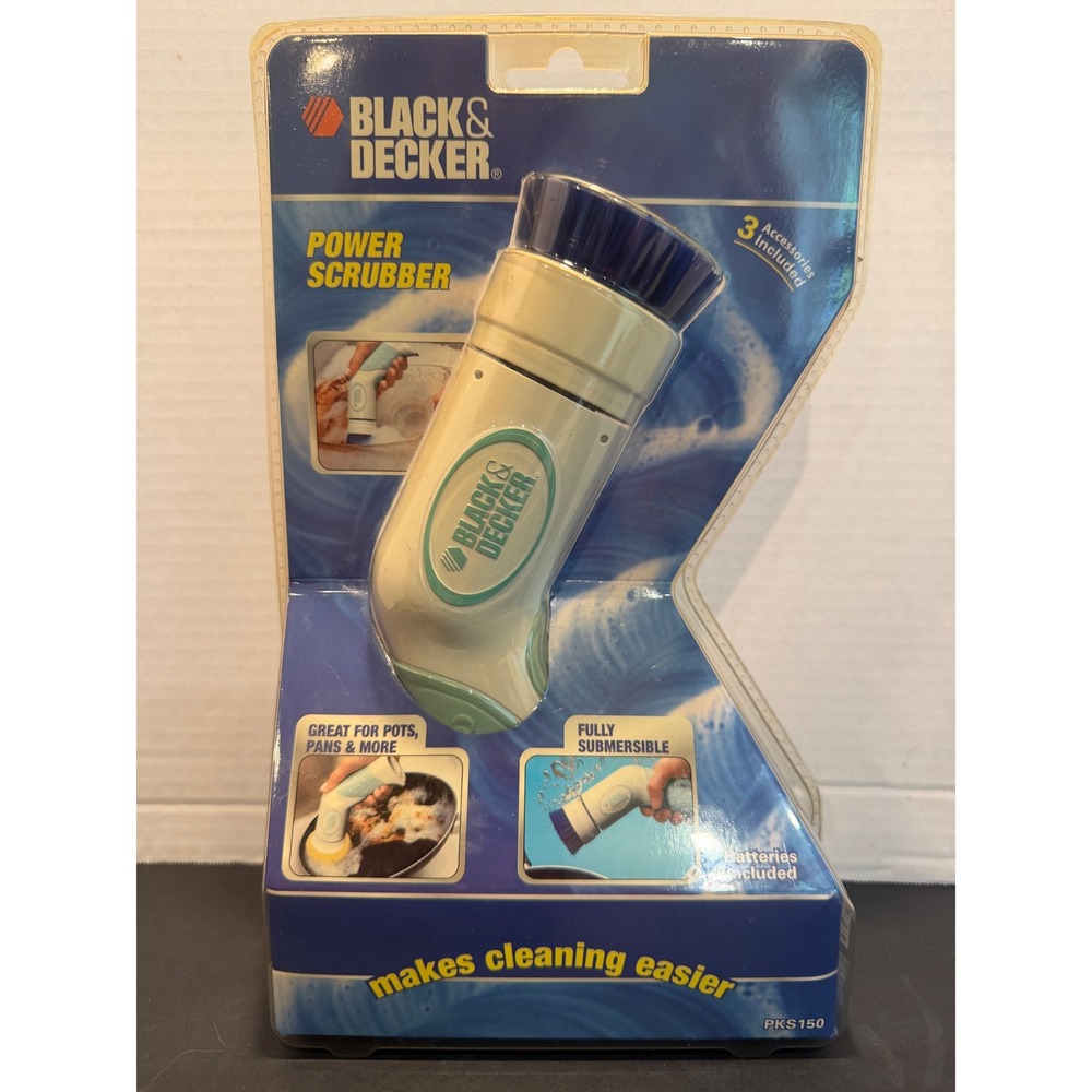 Black & Decker Power Scrubber Submersible Handheld Cleaner 3 Accessories NOS